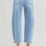 RISEN High Rise Barrel Jeans | Medium Wash