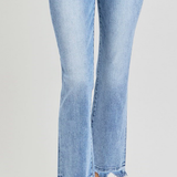 RISEN High Rise Crop Straight Slim Jeans | Medium Wash