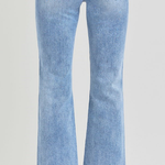 RISEN High Rise Crop Straight Slim Jeans | Medium Wash