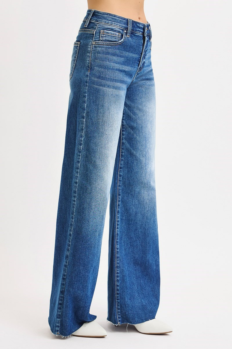 RISEN Tummy Control High Rise Ankle Palazzo Jeans