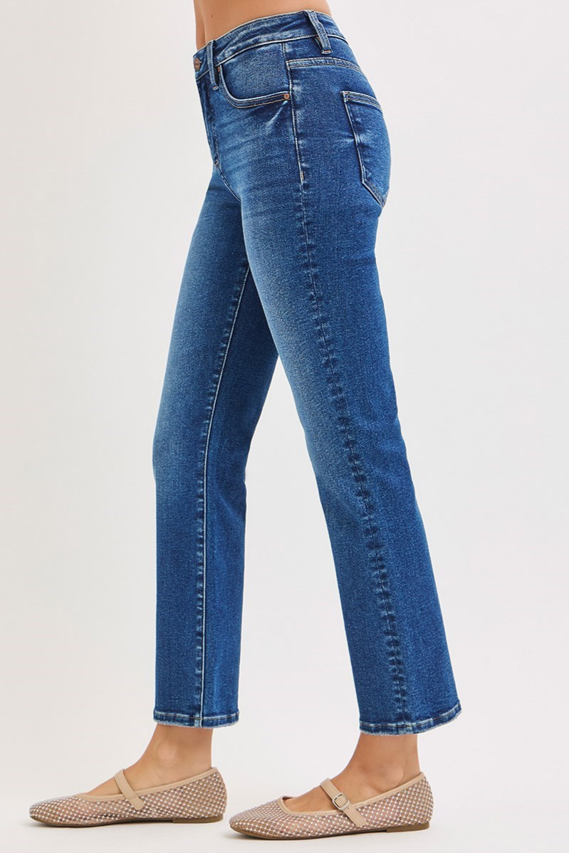 RISEN Tummy Control High Rise Crop Straight Jeans
