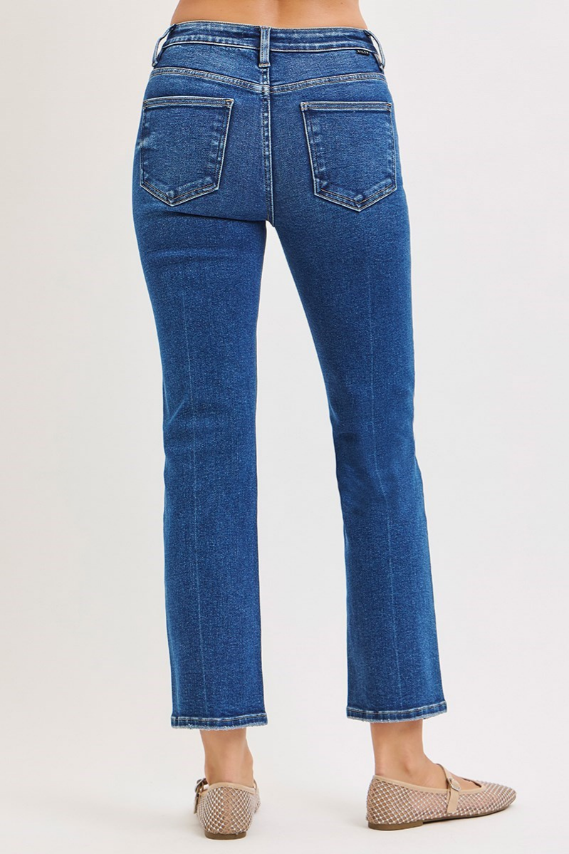 RISEN Tummy Control High Rise Crop Straight Jeans