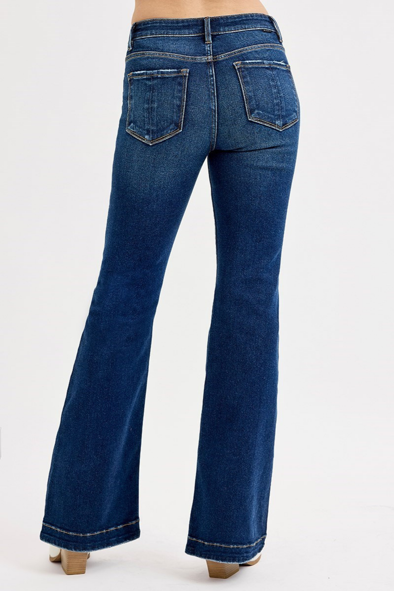 RISEN Tummy Control Mid Rise Flare Basic Jeans