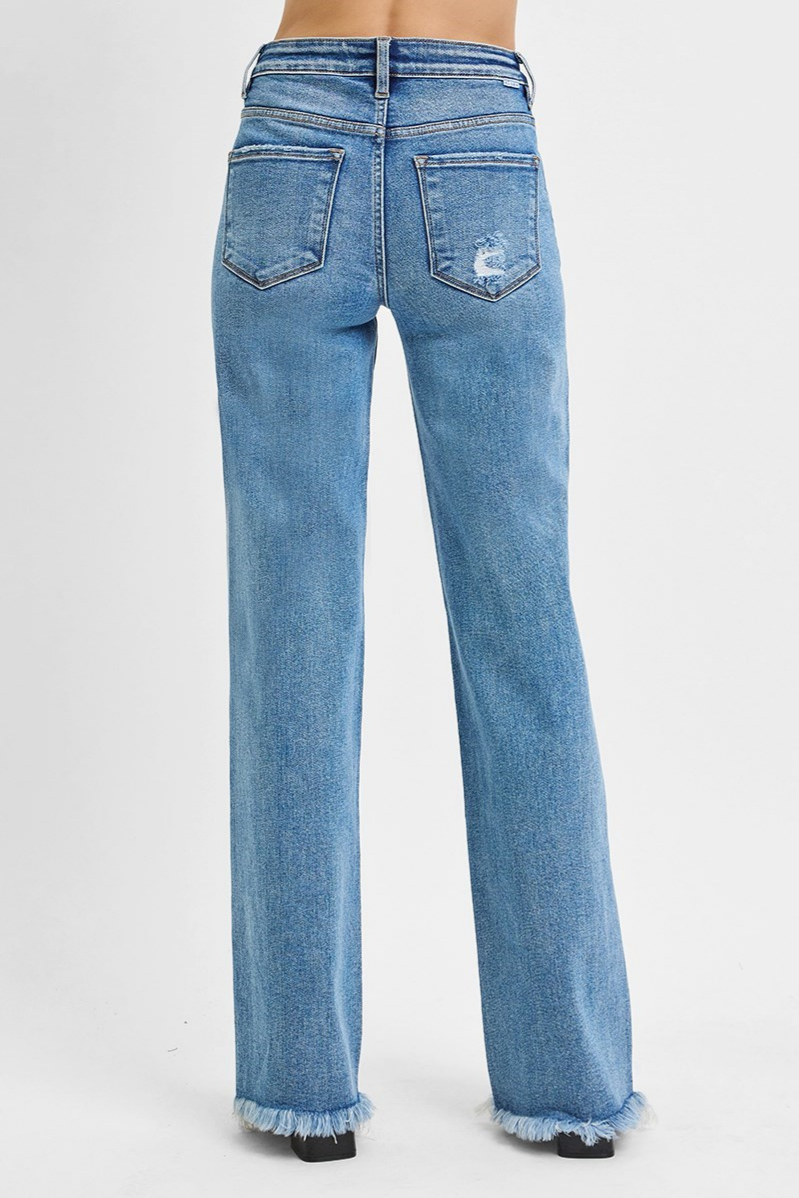 RISEN Tummy Control High Rise Long Straight Jeans