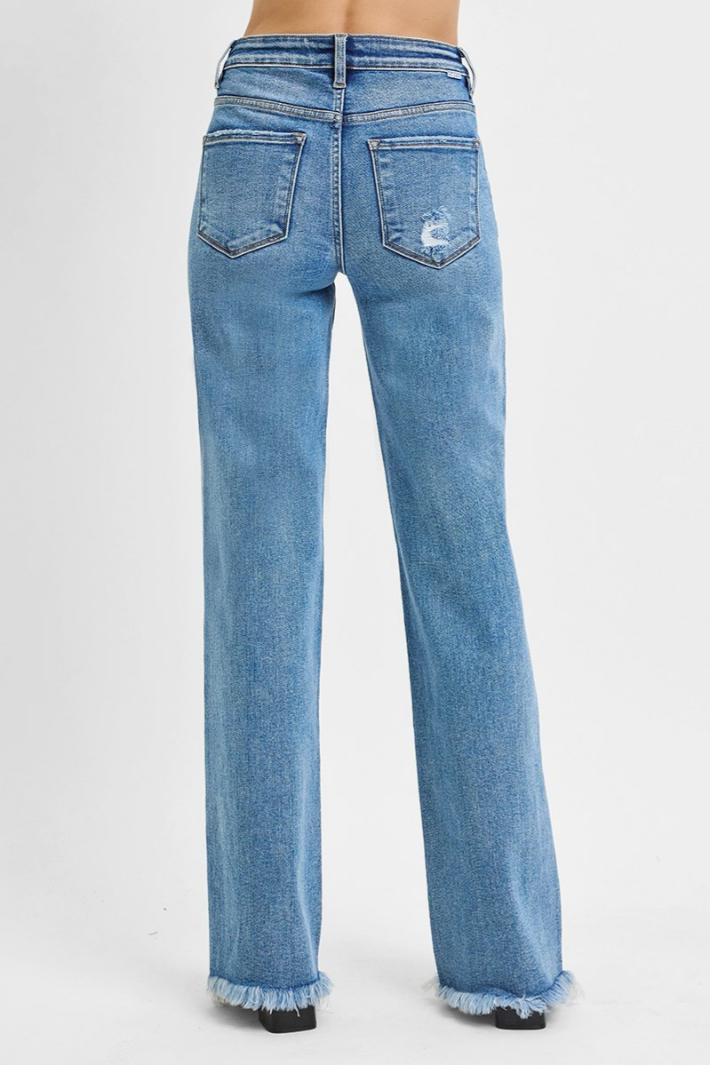 RISEN Tummy Control High Rise Long Straight Jeans