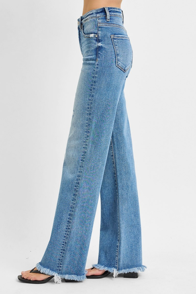 RISEN Tummy Control High Rise Long Straight Jeans
