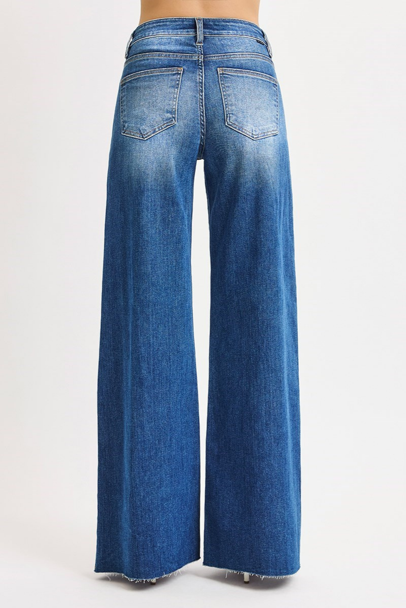 RISEN Tummy Control High Rise Ankle Palazzo Jeans