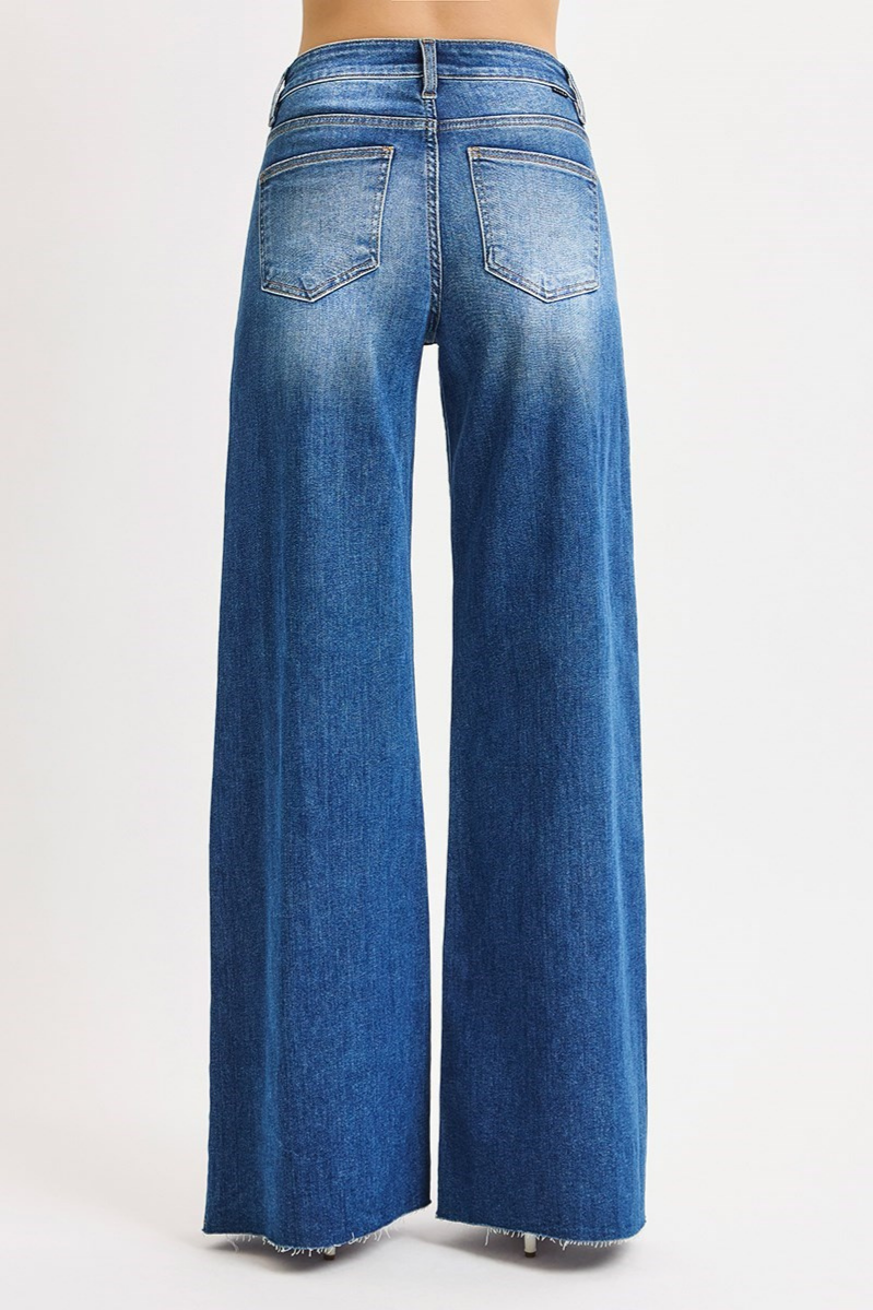 RISEN Tummy Control High Rise Ankle Palazzo Jeans