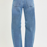 RISEN Cropped Textured Barrel Jeans