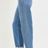 RISEN Cropped Textured Barrel Jeans