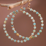 Natural Stone Beaded Circle Drop Earrings