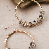 Gray Glass Crystal Beaded Circle Drop Earrings