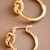 18K Gold Plated Waterproof Knot Hoop Earrings