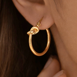 18K Gold Plated Waterproof Knot Hoop Earrings