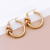 18K Gold Plated Waterproof Knot Hoop Earrings
