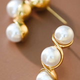 18K Gold Pearl Statement Stud Earrings