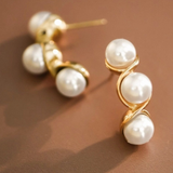 18K Gold Pearl Statement Stud Earrings