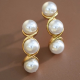 18K Gold Pearl Statement Stud Earrings