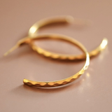 18K Gold Waterproof Hammered Hoop Earrings