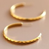18K Gold Waterproof Hammered Hoop Earrings