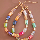 Teardrop Wire Wrapped Glass Crystal Beaded Dangle Earrings