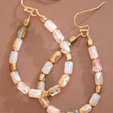 Teardrop Wire Wrapped Glass Crystal Beaded Dangle Earrings