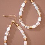 Teardrop Wire Wrapped Glass Crystal Beaded Dangle Earrings