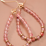 Natural Stone Beaded Teardrop Wire Earrings