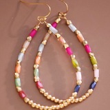Multicolor Glass Crystal Beaded Teardrop Earrings
