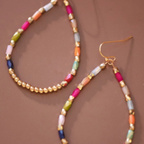 Multicolor Glass Crystal Beaded Teardrop Earrings