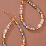 Teardrop Wire Wrapped Glass Crystal Beaded Dangle Earrings