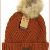 LARGE PATCH HEATHERED GEOMETRICAL BEANIE WITH FUR TOP