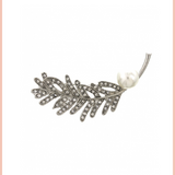 Leaf w/ Pearl Brooch | Silver