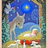 Little Baby Jesus Wood Christmas Card