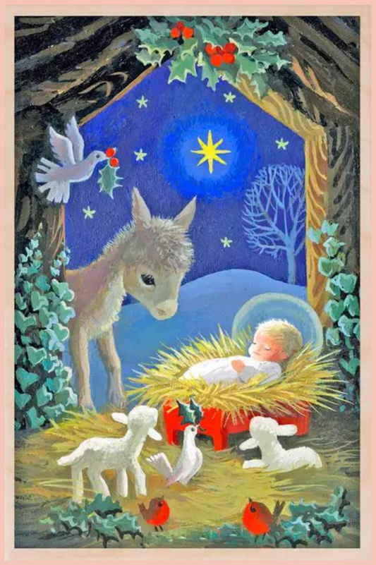 LITTLE BABY JESUS SUSTAINABLE WOOD CHRISTMAS CARD | HOLIDAY