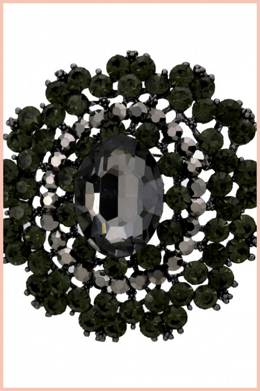 OBLONG RHINESTONE BROOCH | OLIVE