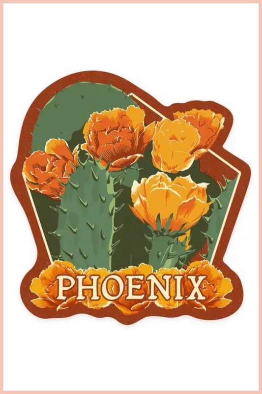 PHOENIX, AZ PRICKLY PEAR CACTUS STICKER | 3.5" X 3.5"