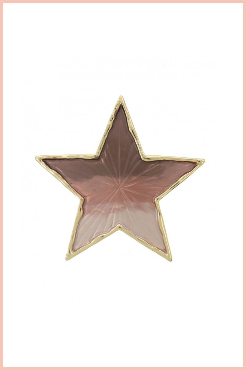 Star Enameled Brooch | Gold/Light Brown