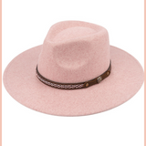 Wide Brim Hat w/ Lattice Weave Trim