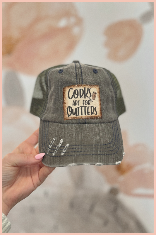 CORKS ARE FOR QUITTERS BALL CAP | OLIVE