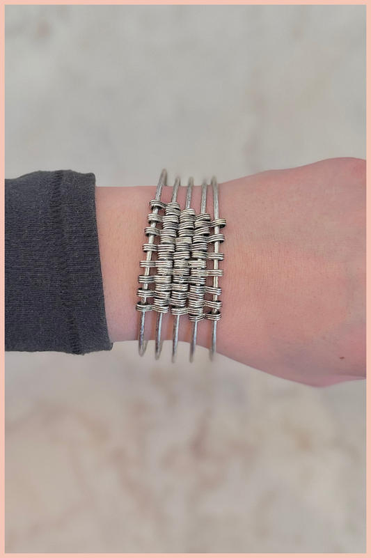 CONNECTED CHAINED BANGLE BRACELET | SILVER
