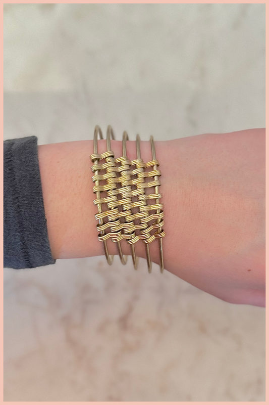 CONNECTED CHAINED BANGLE BRACELET | NICKEL