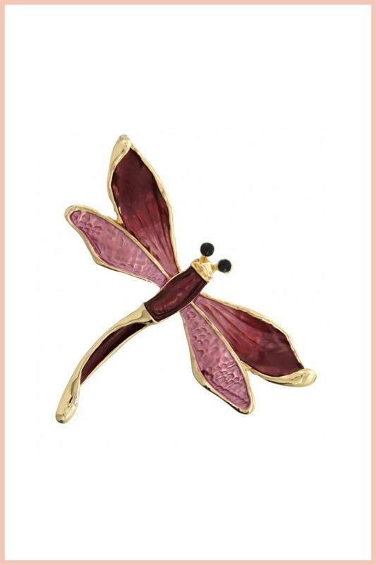 Dragonfly Enameled Brooch | Rose