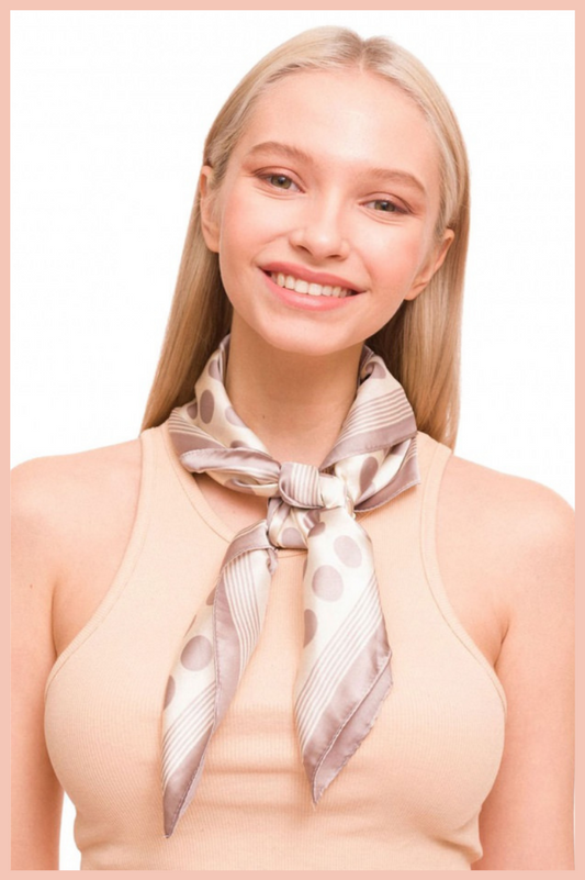 POLKA-DOT SILKY BANDANA | IVORY/TAUPE