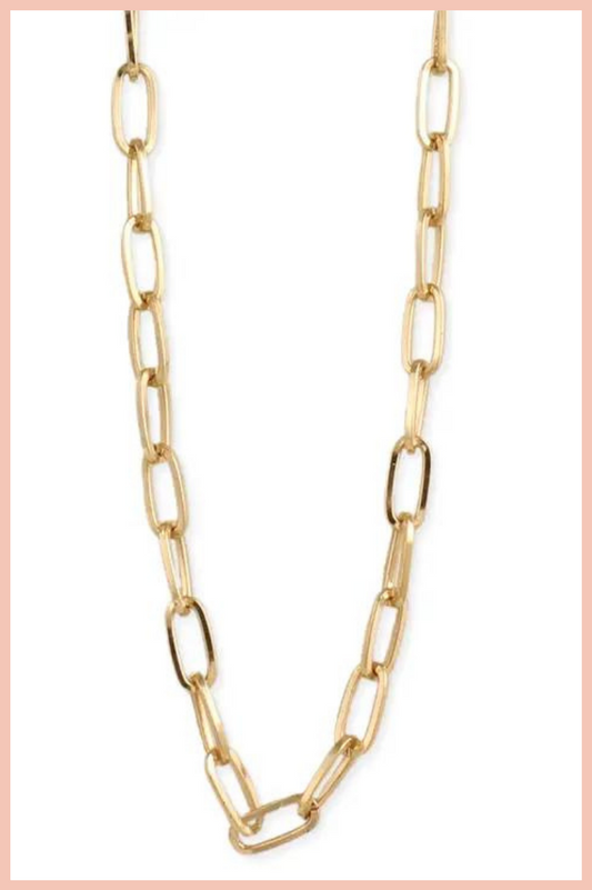 SIMPLE GOLD PAPERCLIP LINK CHAIN NECKLACE