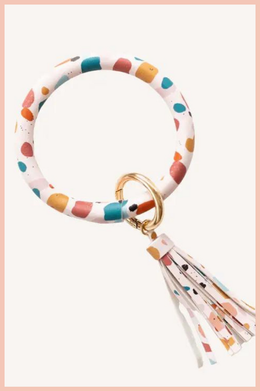 Circle Wristlet Keychain | Pink Terrazo