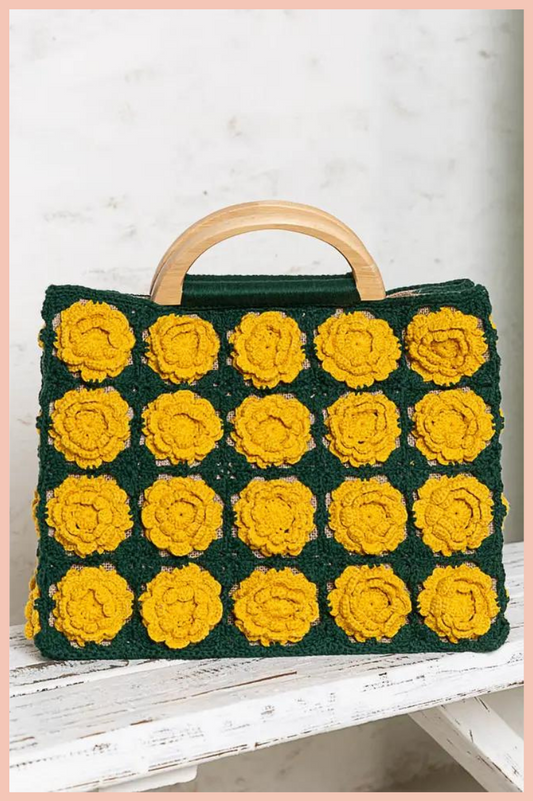 FLORAL SQUARE PATCH TOTE | YELLOW/GREEN
