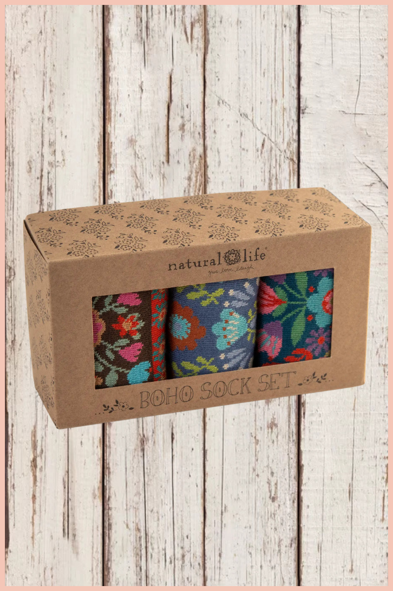 Boxed Boho Sock Set, Set of 3 | NATURAL LIFE