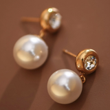 18K Gold PVD Waterproof Crystal & Pearl Drop Earrings