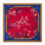 Decorative tray with floral and architectural design on a red background | Scarlett Mat in Tube | Oh My Mahjong